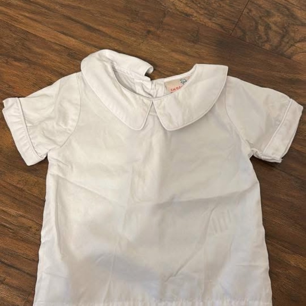 Kids White Peter Pan Collar Short-Sleeve Shirt